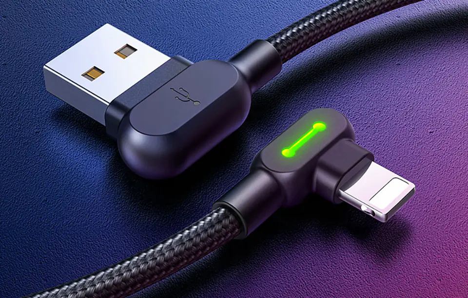 USB to Lightning Cable Angled Mcdodo CA-4671 LED, 1.2m (Black)