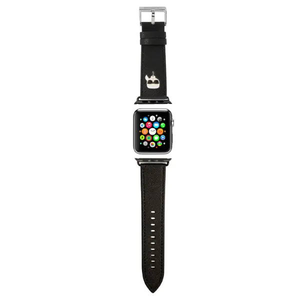 Karl Lagerfeld Pasek KLAWMOKHK AppleWatch 38/40/41mm czarny/black strap Saffiano Karl Heads