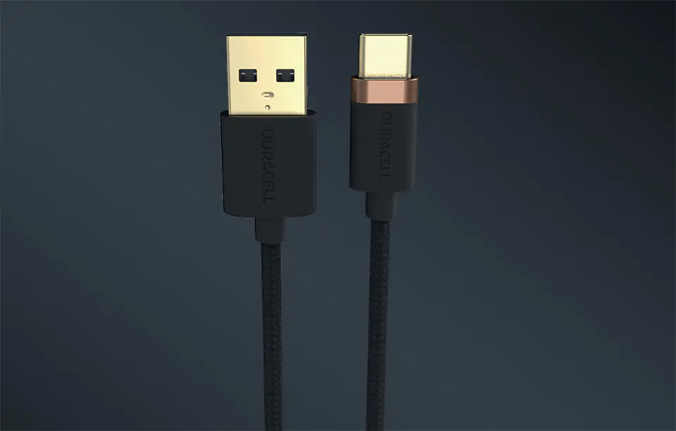 USB to USB-C 2.0 Duracell Cable 1m (Black)