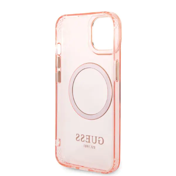 Guess Case GUHMP14SHTCMP for Apple iPhone 14 6,1" pink/pink hard case Gold Outline Translucent MagSafe