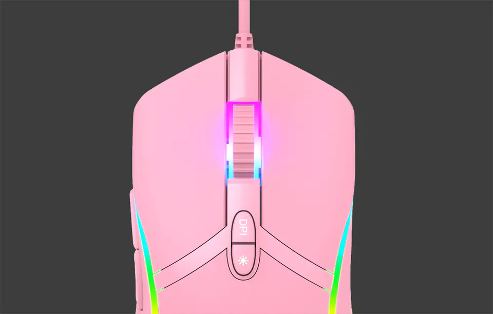 Havit MS1026 RGB 1000-6400 DPI Gaming Mouse (Pink)