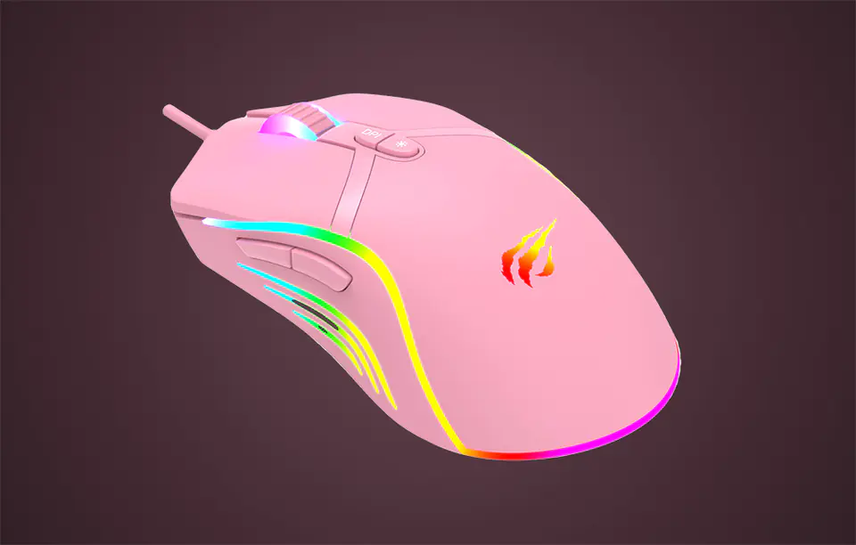 Havit MS1026 RGB 1000-6400 DPI Gaming Mouse (Pink)