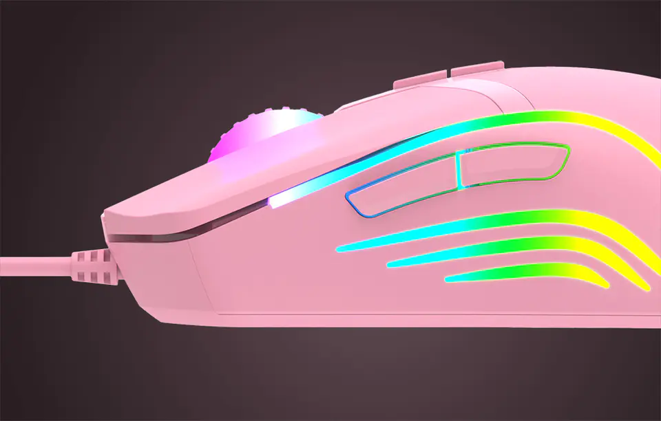 Havit MS1026 RGB 1000-6400 DPI Gaming Mouse (Pink)