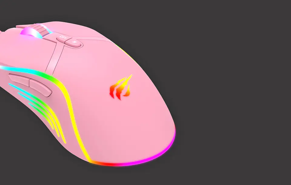 Havit MS1026 RGB 1000-6400 DPI Gaming Mouse (Pink)