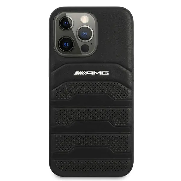 AMG AMHCP13LGSEBK iPhone 13 Pro / 136,1" czarny/black hardcase Leather Debossed Lines