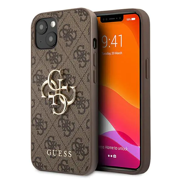 Guess GUHCP13M4GMGBR iPhone 13 / 14 / 15 brązowy/brown hardcase 4G Big Metal Logo