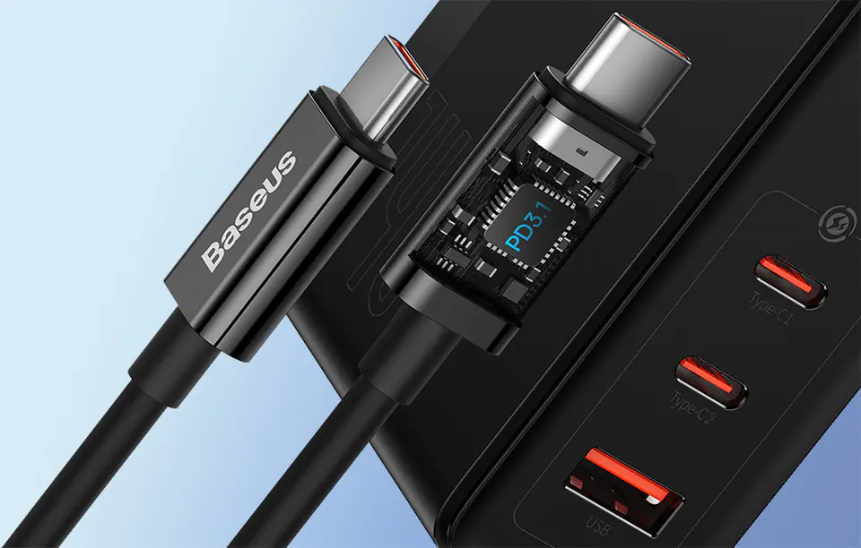 Ładowarka sieciowa Baseus GaN5 Pro 2xUSB-C + USB, 140W (czarna)