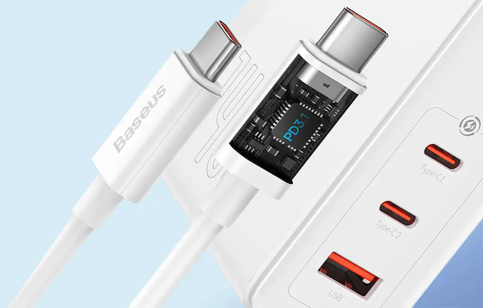 Ładowarka sieciowa Baseus GaN5 Pro 2xUSB-C + USB, 140W (biała)