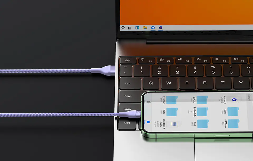 Baseus Flash II 3in1 cable, USB-C + micro USB + Lightning, 66W, 1.2m (purple)