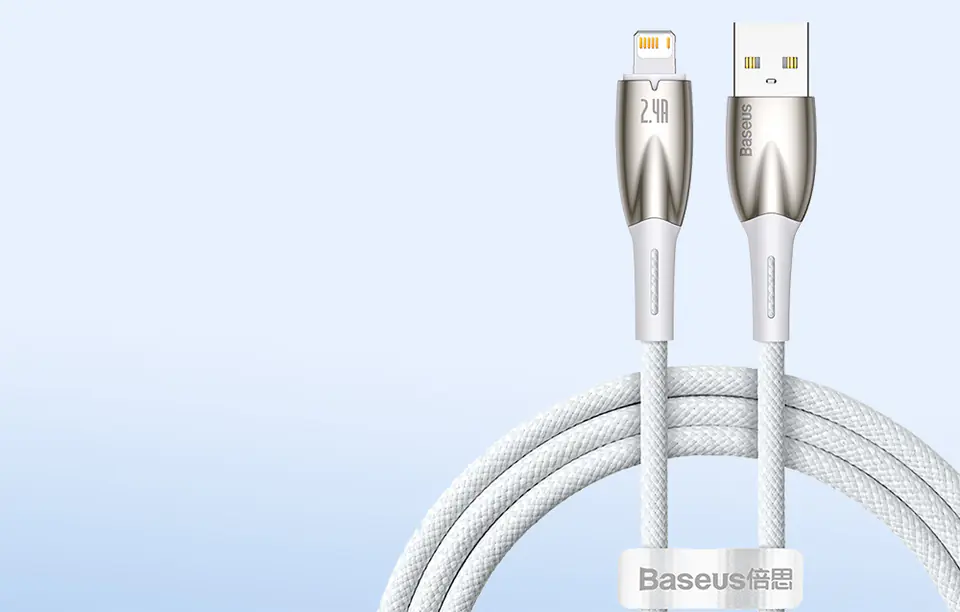 USB cable for Lightning Baseus Glimmer, 2.4A, 1m (white)