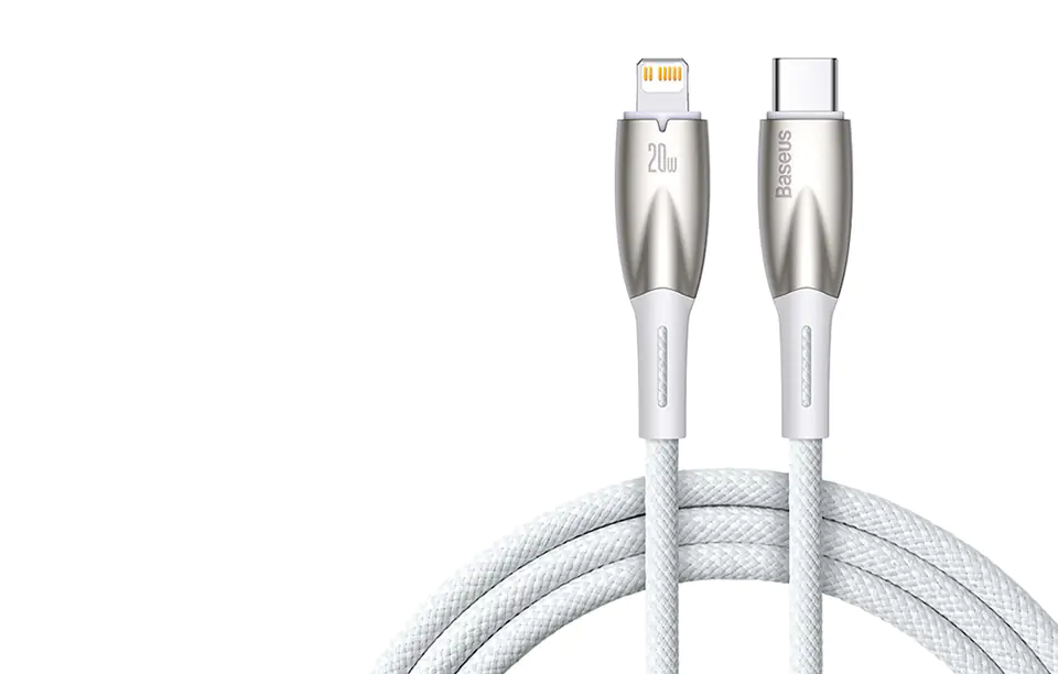 USB-C cable for Lightning Baseus Glimmer, 20W, 1m (white)