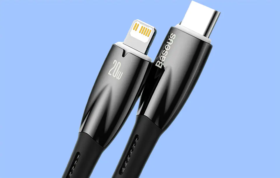 USB-C cable for Lightning Baseus Glimmer, 20W, 1m (black)