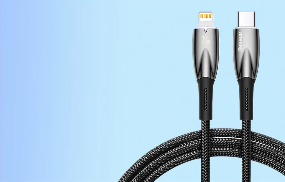 USB-C cable for Lightning Baseus Glimmer, 20W, 1m (black)