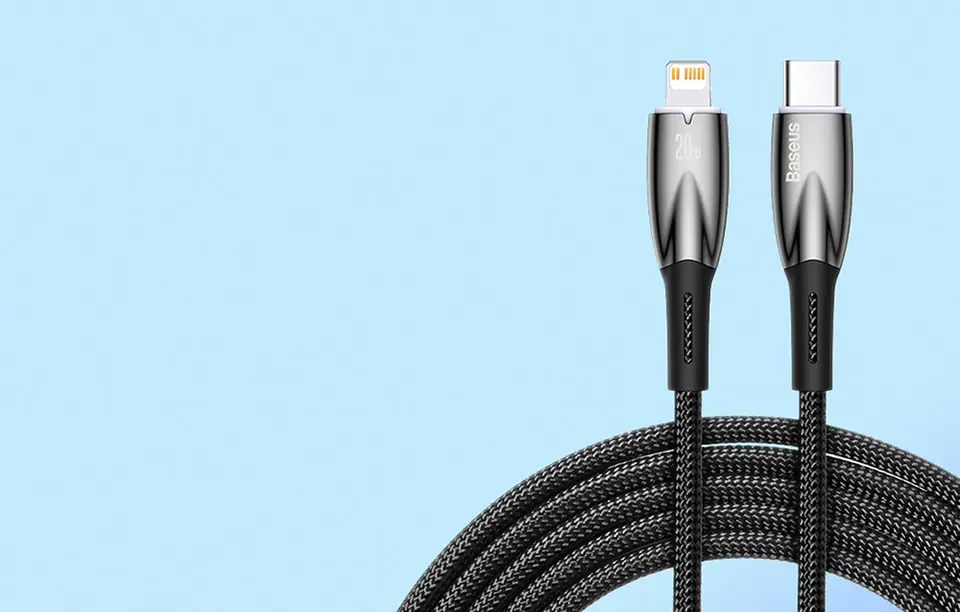 USB-C to Lightning Baseus Glimmer Cable, 20W, 2m (Black)