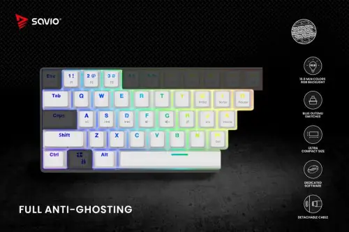 SAVIO Mechanical Keyboard Whiteout Blue (Outemu Blue ), White
