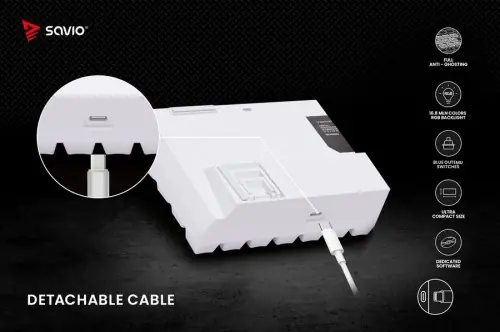 SAVIO Mechanical Keyboard Whiteout Blue (Outemu Blue ), White