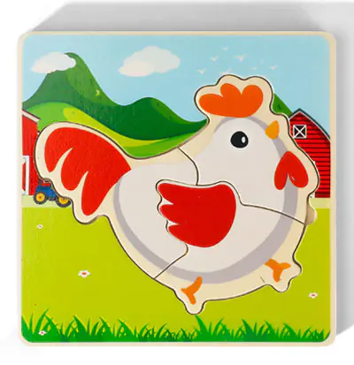 DREWNIANE PUZZLE MONTESSORI DLA DZIECI KURCZAK MWZ-3154