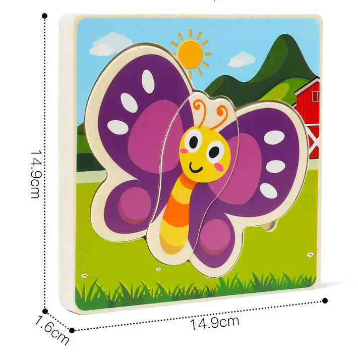 DREWNIANE PUZZLE MONTESSORI DLA DZIECI MOTYLEK MWZ-3155