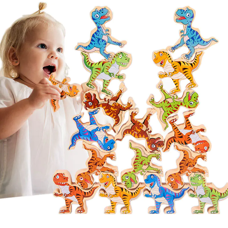 ARCADE GAME PUZZLE BALANCING BLOCKS DINOSAURS T-REX TOWER JHTOY-640