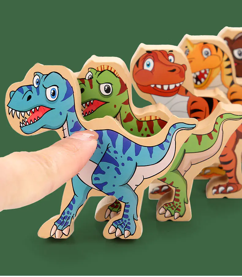 ARCADE GAME PUZZLE BALANCING BLOCKS DINOSAURS T-REX TOWER JHTOY-640