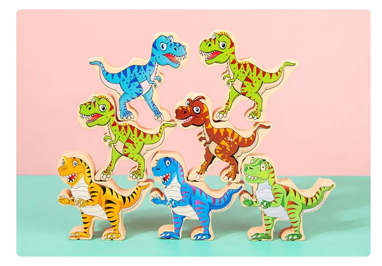 ARCADE GAME PUZZLE BALANCING BLOCKS DINOSAURS T-REX TOWER JHTOY-640