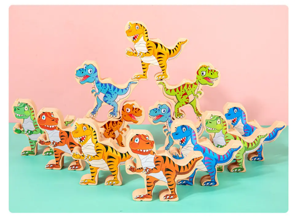 ARCADE GAME PUZZLE BALANCING BLOCKS DINOSAURS T-REX TOWER JHTOY-640