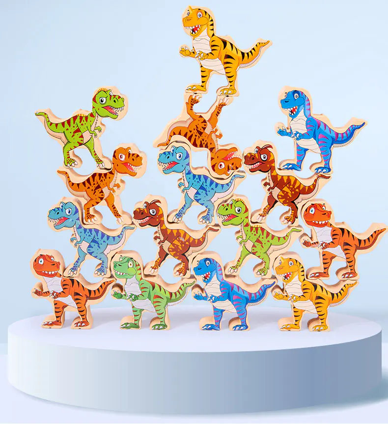 ARCADE GAME PUZZLE BALANCING BLOCKS DINOSAURS T-REX TOWER JHTOY-640