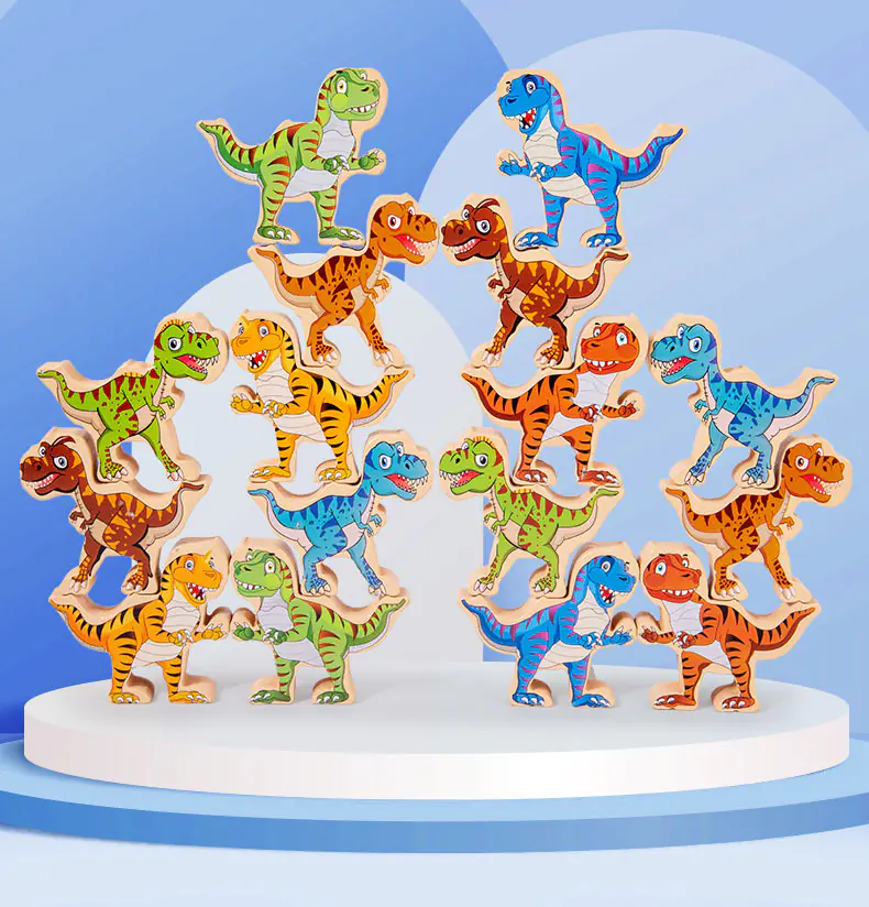 ARCADE GAME PUZZLE BALANCING BLOCKS DINOSAURS T-REX TOWER JHTOY-640