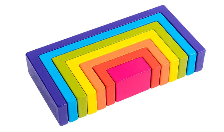 WOODEN BLOCKS PUZZLE GAME RAINBOW SQUARE JHTOY-282