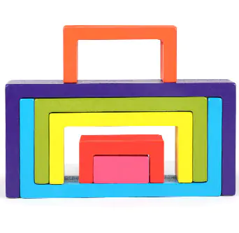 WOODEN BLOCKS PUZZLE GAME RAINBOW SQUARE JHTOY-282