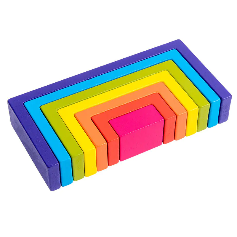 WOODEN BLOCKS PUZZLE GAME RAINBOW SQUARE JHTOY-282