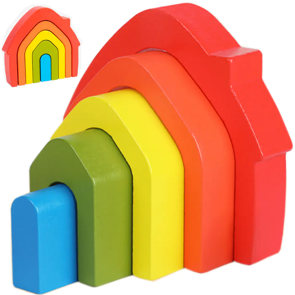 WOODEN BLOCKS PUZZLE GAME RAINBOW COTTAGE JHTOY-283