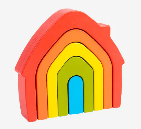 WOODEN BLOCKS PUZZLE GAME RAINBOW COTTAGE JHTOY-283