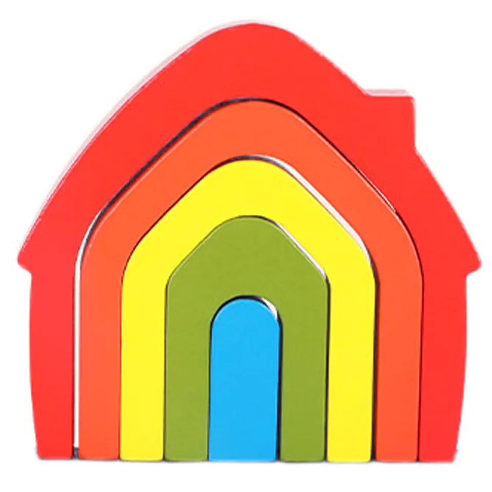 WOODEN BLOCKS PUZZLE GAME RAINBOW COTTAGE JHTOY-283