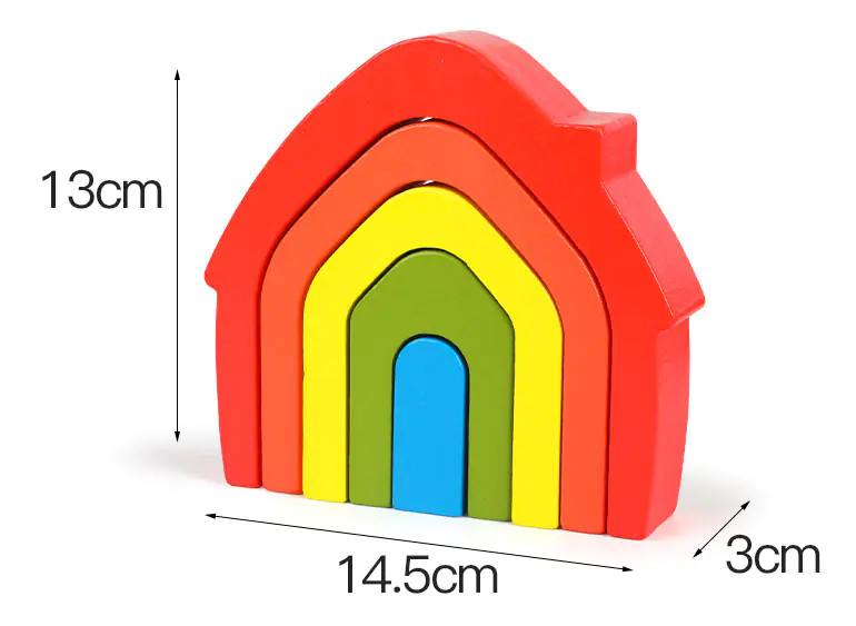 WOODEN BLOCKS PUZZLE GAME RAINBOW COTTAGE JHTOY-283