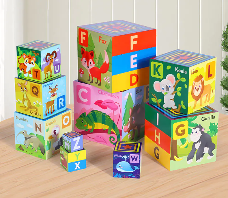 TOWER WOODEN PUZZLE VOCABULARY GAME ANIMALS JHTOY-649