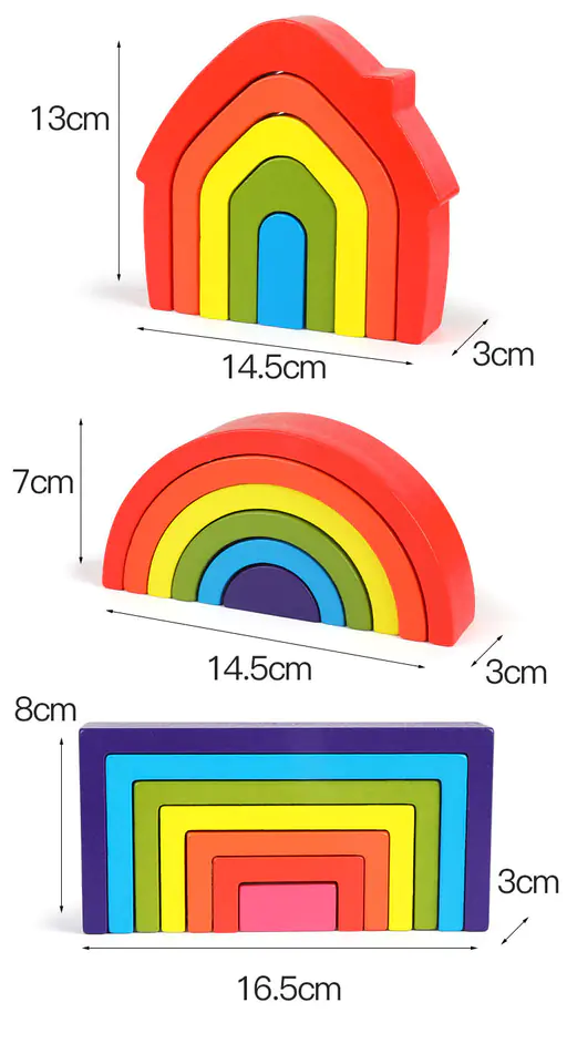 WOODEN BLOCKS PUZZLE GAME ARCADE RAINBOW LARGE SET JHTOY-280