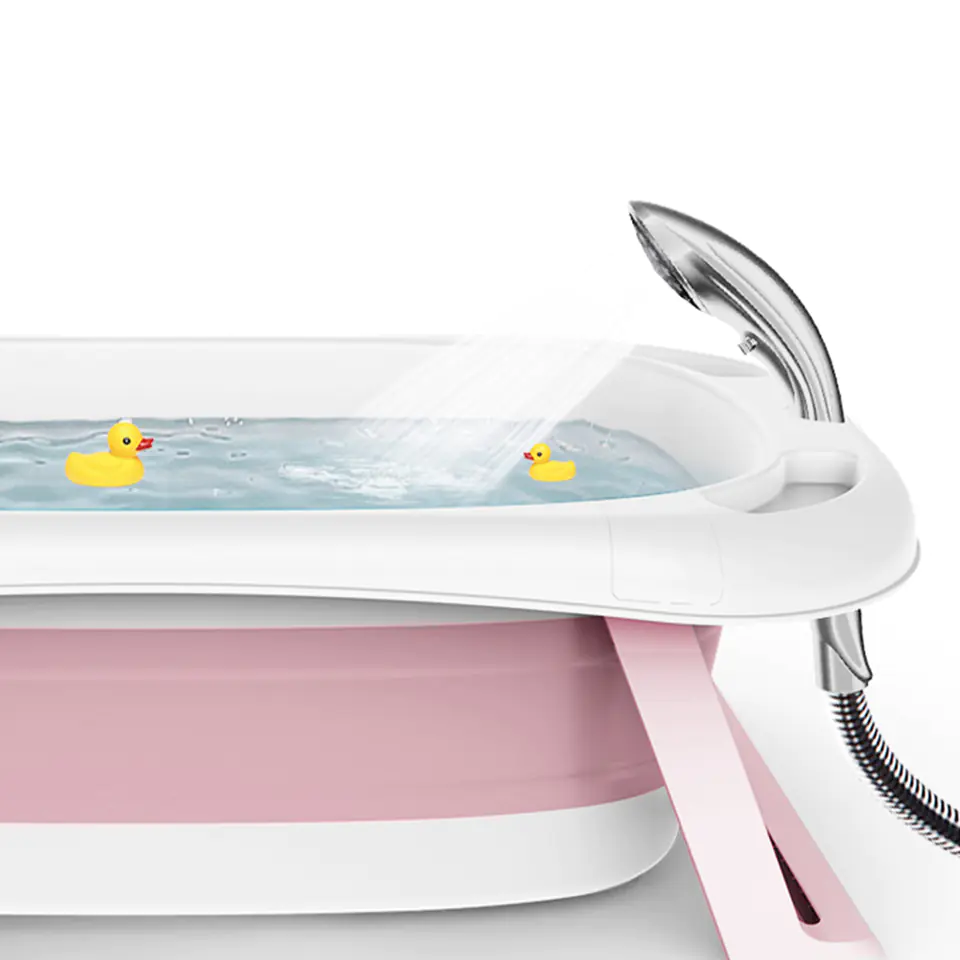LARGE BABY BATH BABY BATH FOLDING TOURIST SILICONE CAR SEAT THERMOMETER PINK