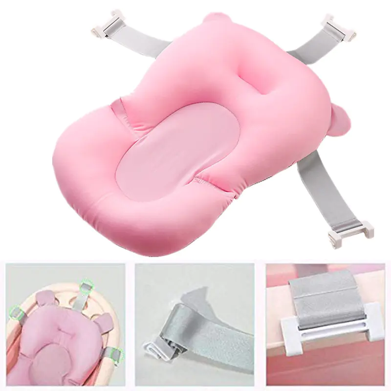 LARGE BABY BATH BABY BATH FOLDING TOURIST SILICONE CAR SEAT THERMOMETER PINK