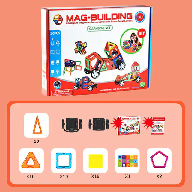 Magnetic blocks construction set 56 el. 628