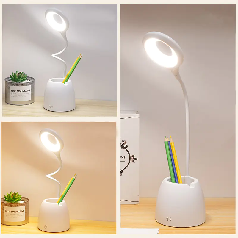 LED DESK LAMP WHITE WITH CONTAINER