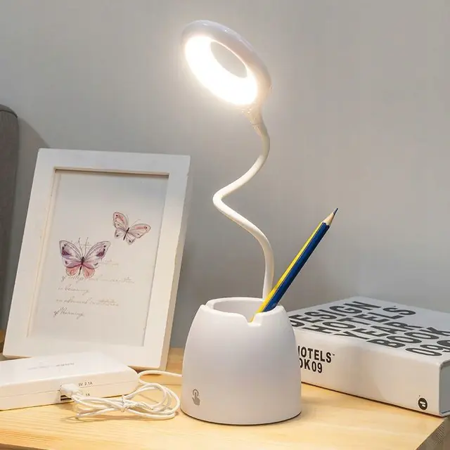 LED DESK LAMP WHITE WITH CONTAINER