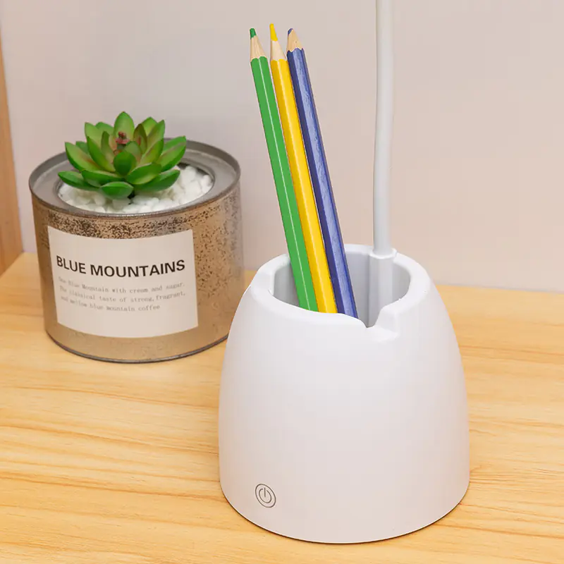 LED DESK LAMP WHITE WITH CONTAINER
