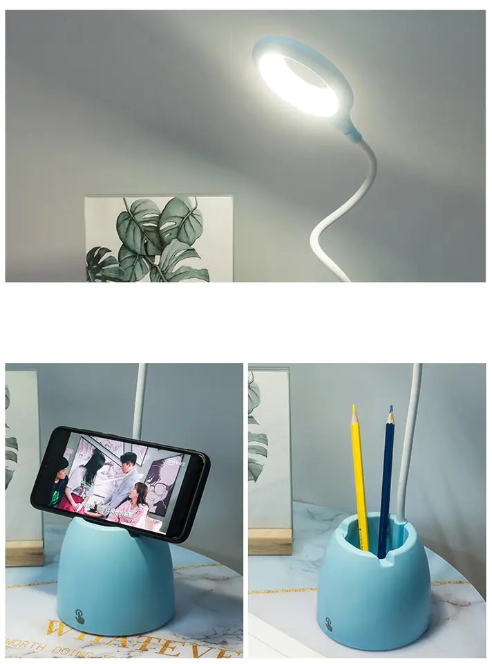 BLUE DESK LAMP WITH CONTAINER