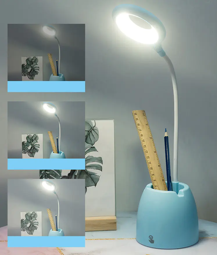 BLUE DESK LAMP WITH CONTAINER