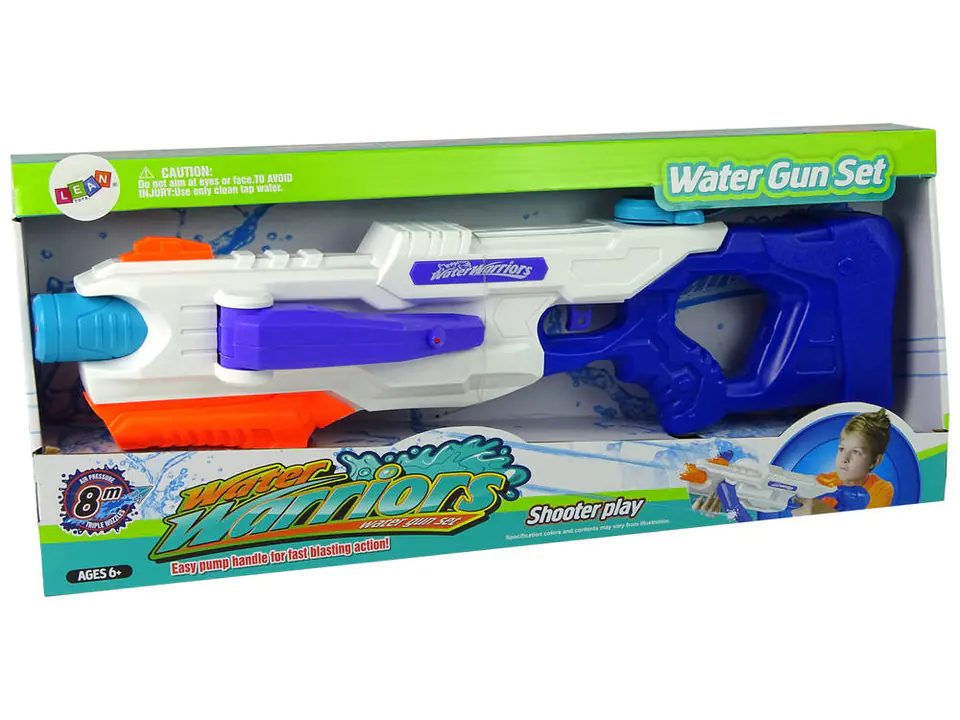 Water Gun 1000ml White Blue Folding Arm 60 cm Range 8 m