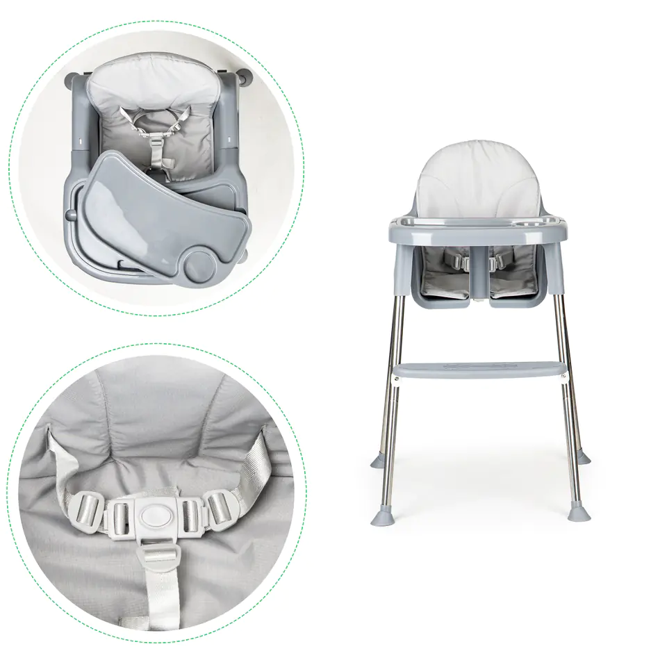 High chair, 2in1 feeding seat, tray, belts