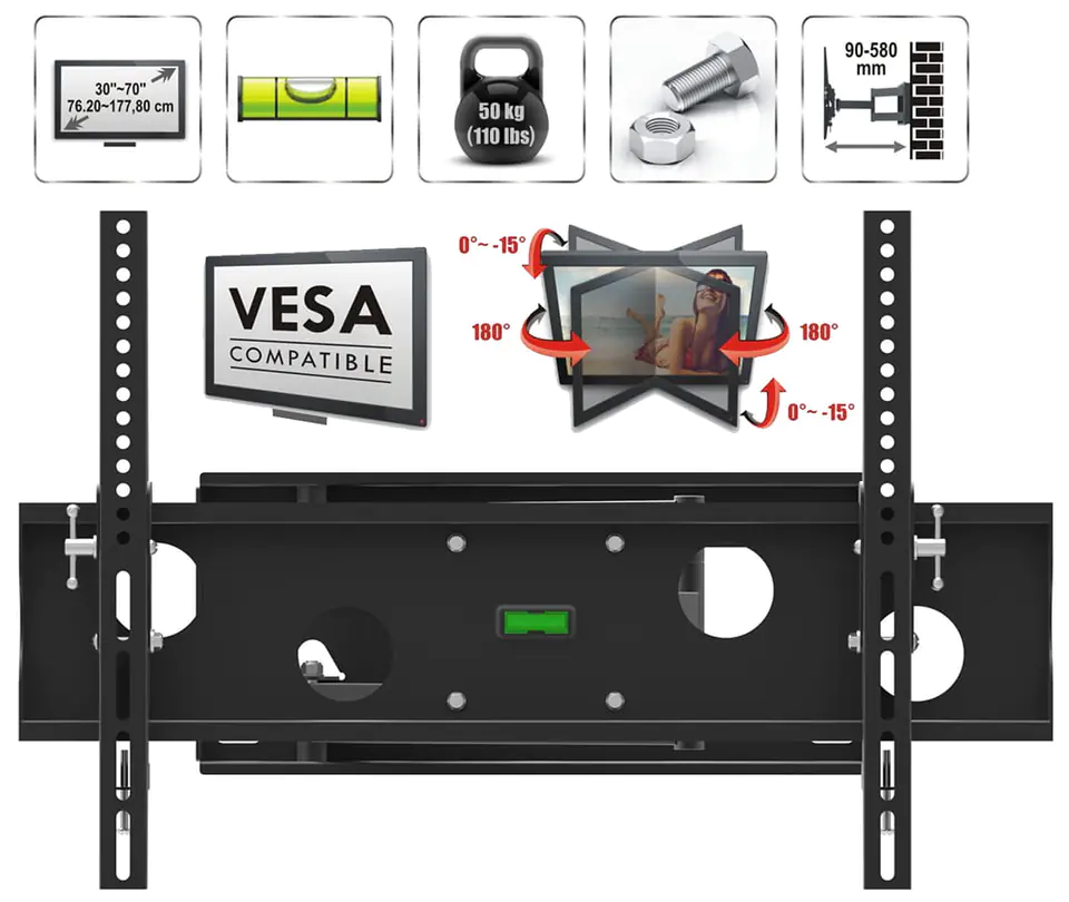 Uchwyt TV Wieszak na telewizor 30–70" do 50kg Hermes