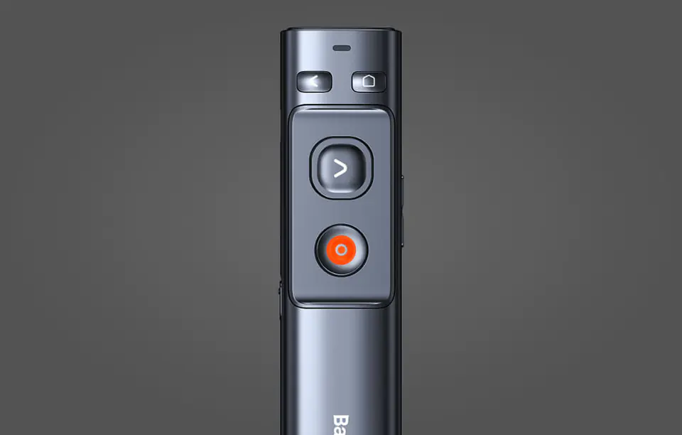 Baseus Orange Dot Multifunctional Presentation Remote Control, with Green Laser Pointer, Battery (Grey)