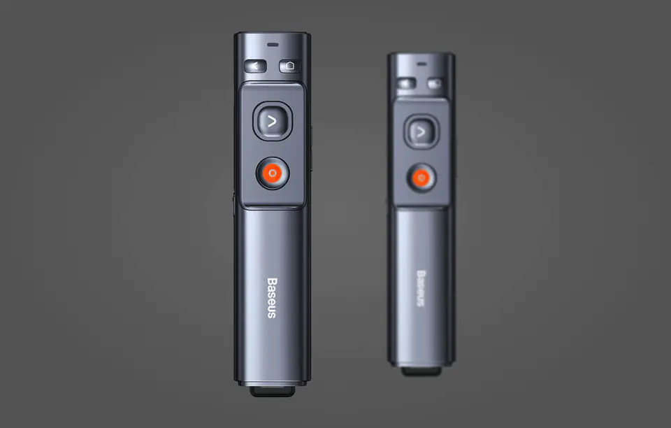 Baseus Orange Dot Multifunctional Presentation Remote Control, with Green Laser Pointer, Battery (Grey)